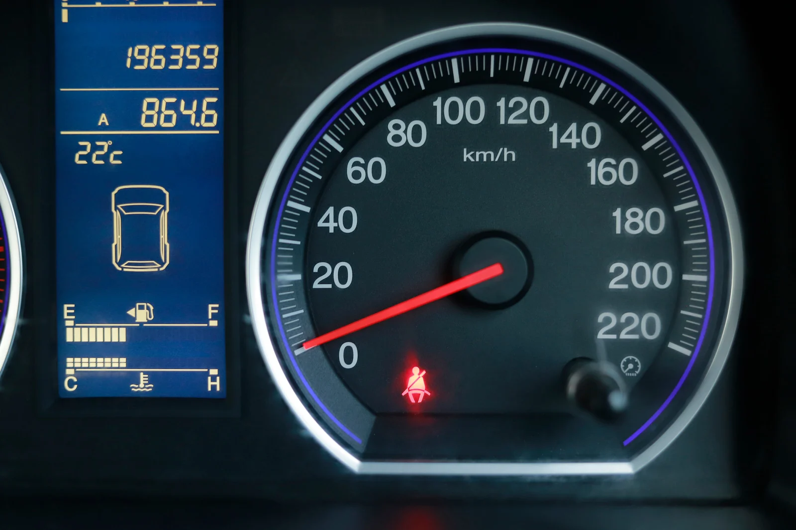 Flashing check engine light warning on dashboard