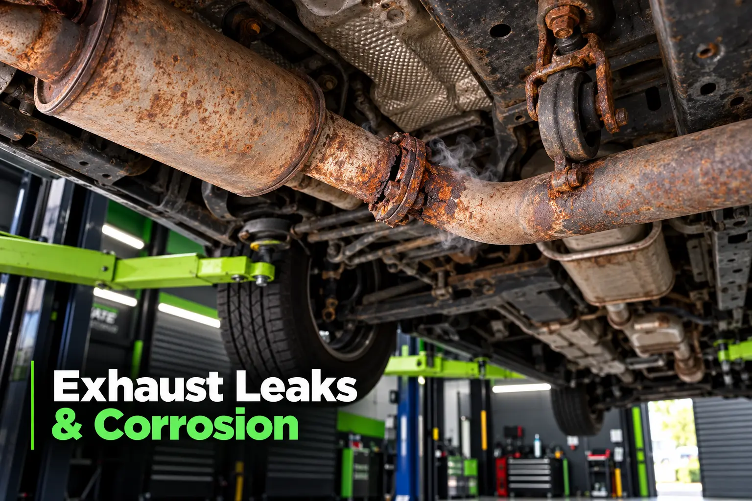 Corroded exhaust pipe leak during PA state inspection in West York PA