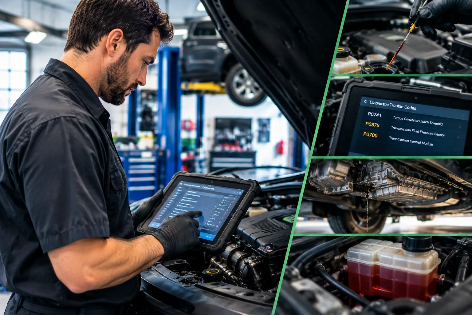 Mechanic running a transmission diagnostic on a high mileage car in York PA