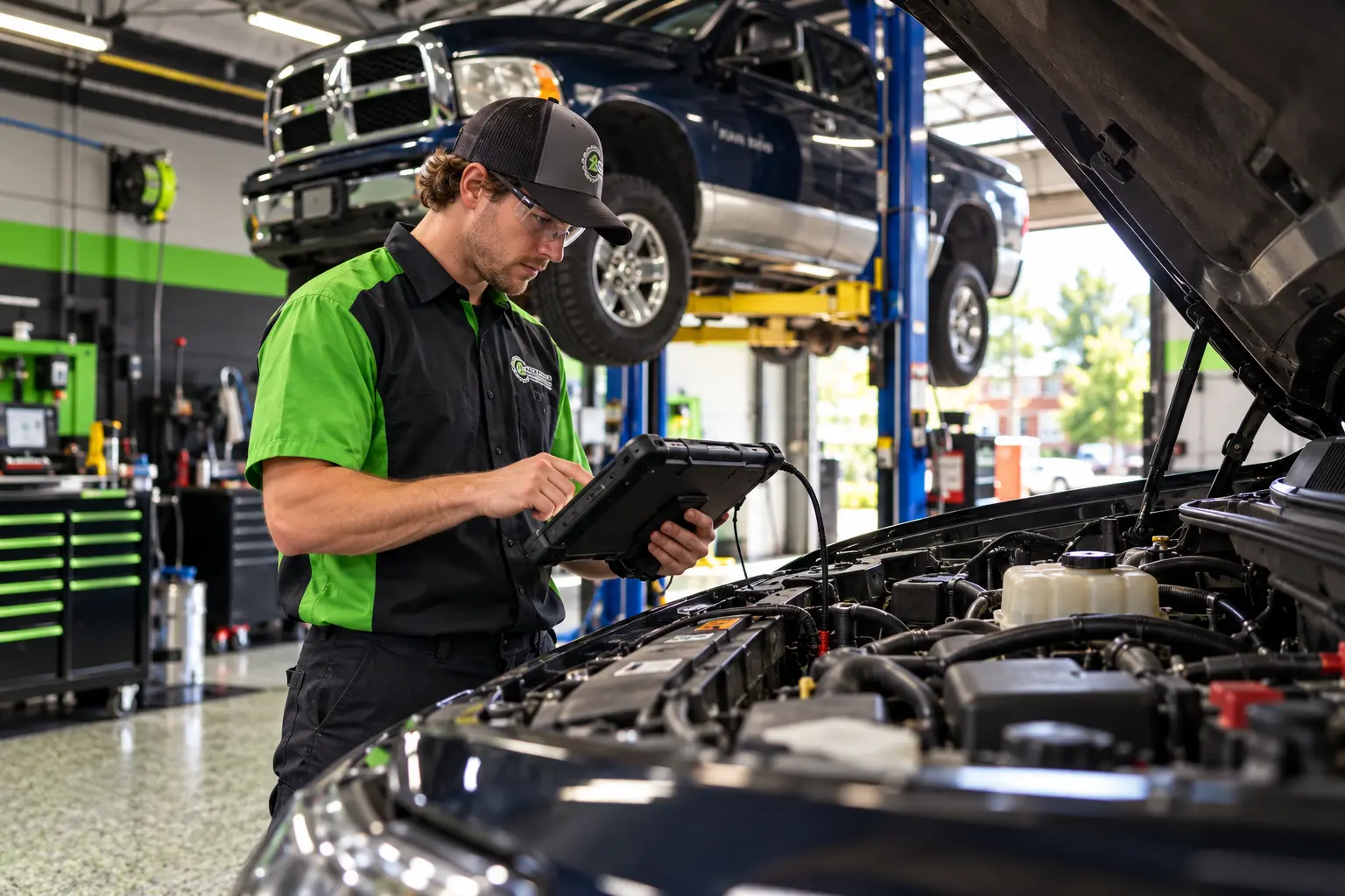 Technician running a car diagnostic scan at Accelerate Automotive in York PA