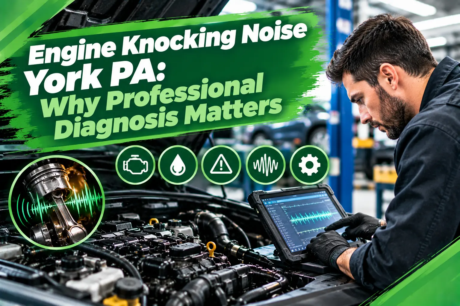 Vehicle engine inspection for knocking sounds in York Pennsylvania