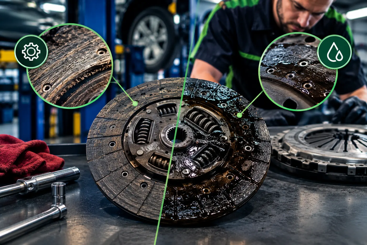 Worn clutch disc causing clutch slipping when accelerating
