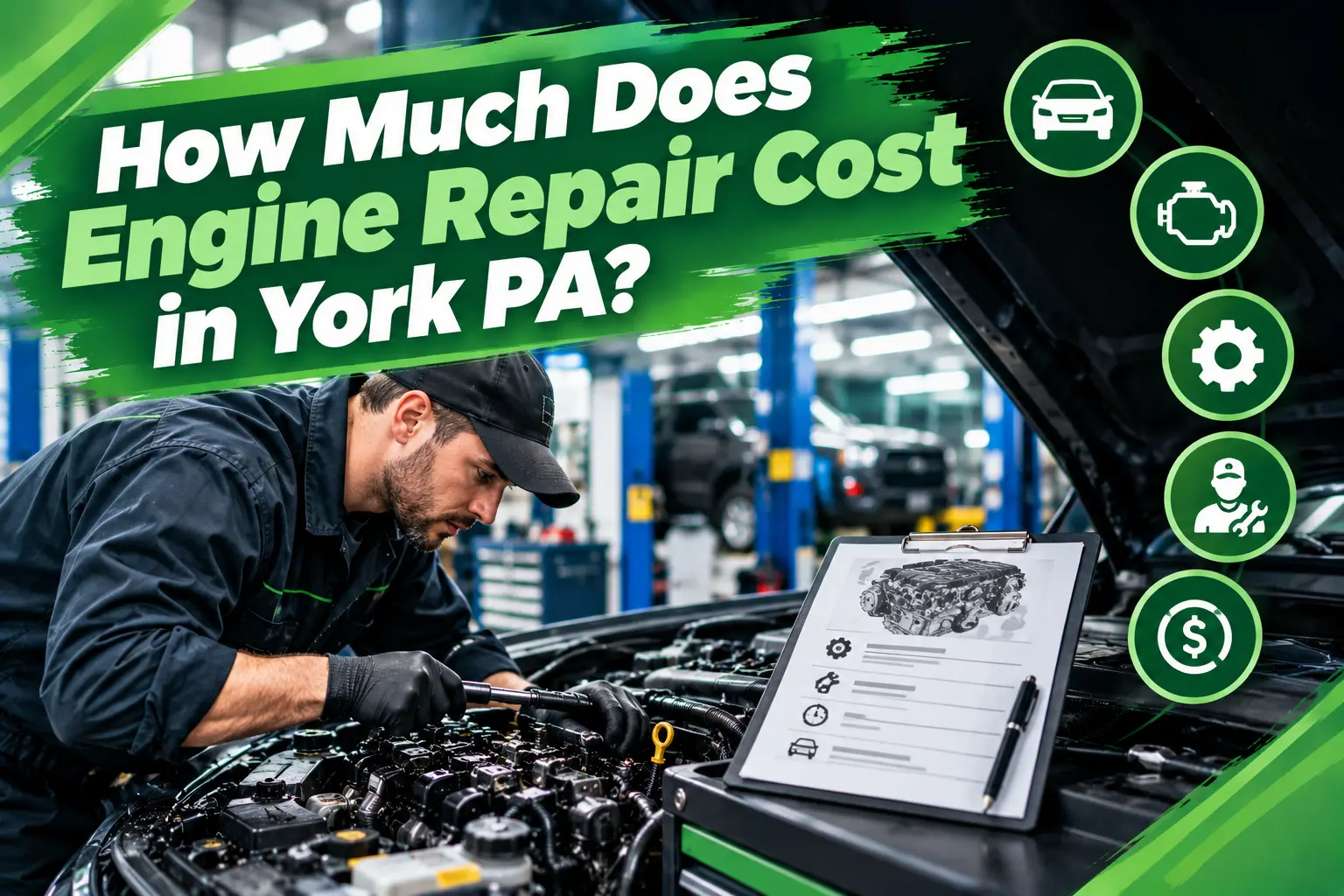 automotive technician inspecting engine problems in York PA
