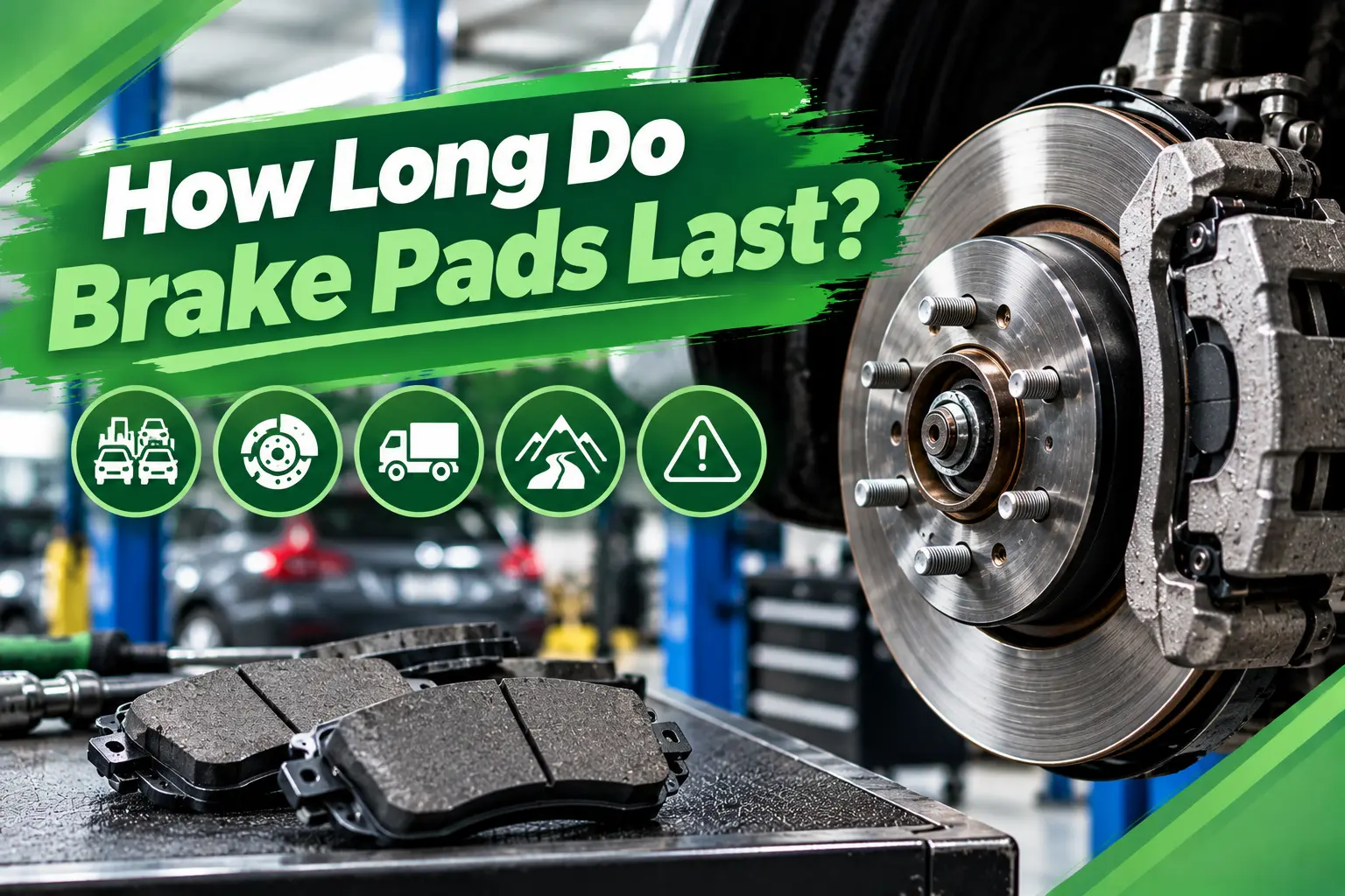 front and rear brake pads showing different wear patterns