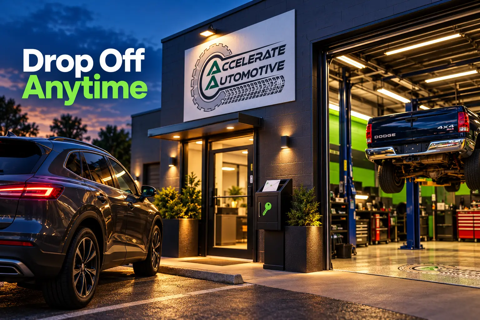 After-hours vehicle drop-off at Accelerate Automotive in West York PA