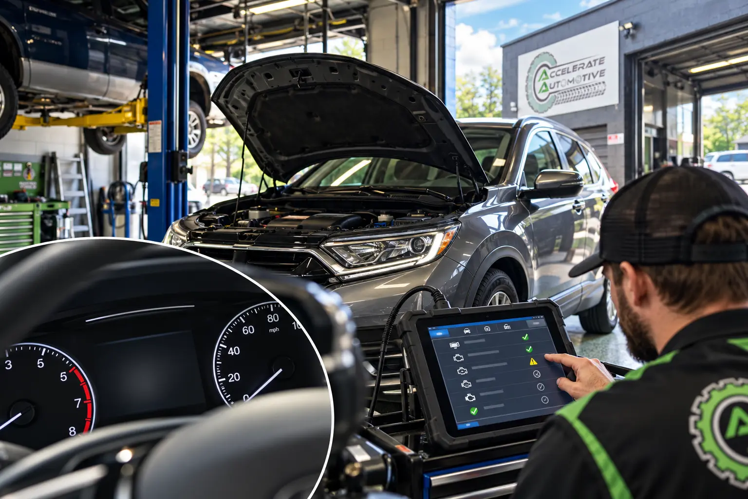 Mechanic checking OBD-II readiness monitors before a PA emissions test in York PA
