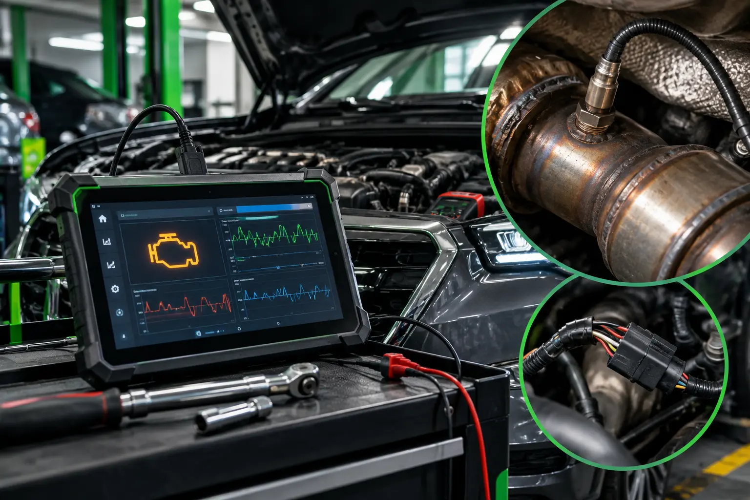 OBD2 scanner showing check engine live data with oxygen sensor and wiring inspection in York PA